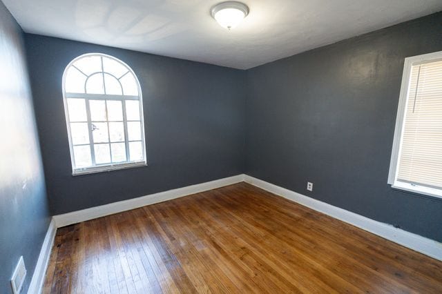 spare room with dark wood-type flooring