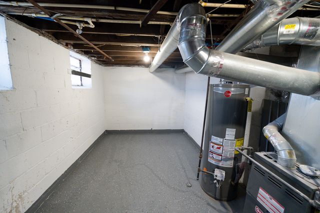 basement with water heater