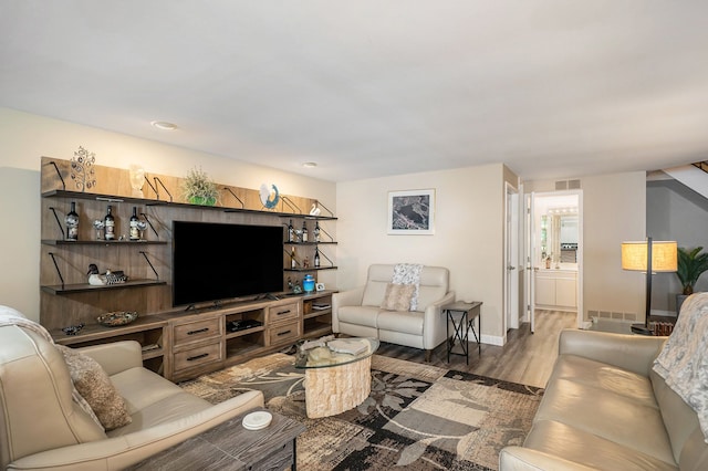 living room with wood-type flooring