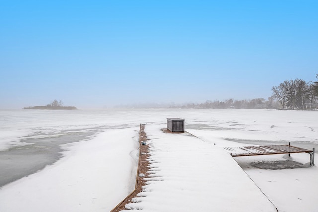 view of yard layered in snow