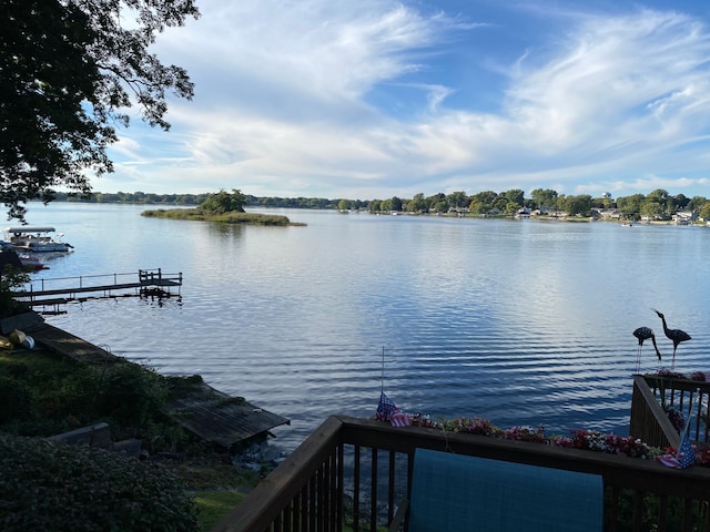 view of water feature featuring a dock