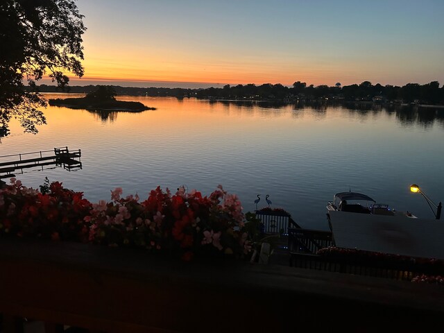 water view with a dock