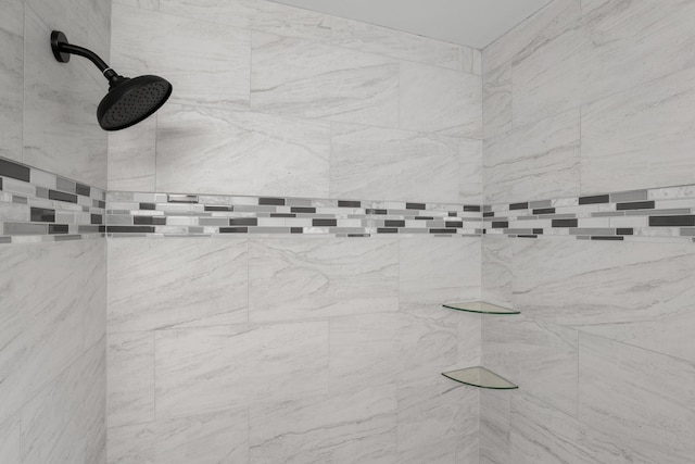 interior details featuring tiled shower