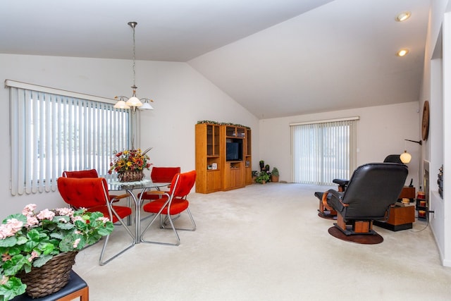 interior space featuring lofted ceiling