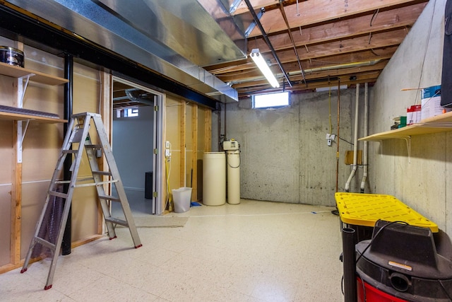 below grade area with tile patterned floors