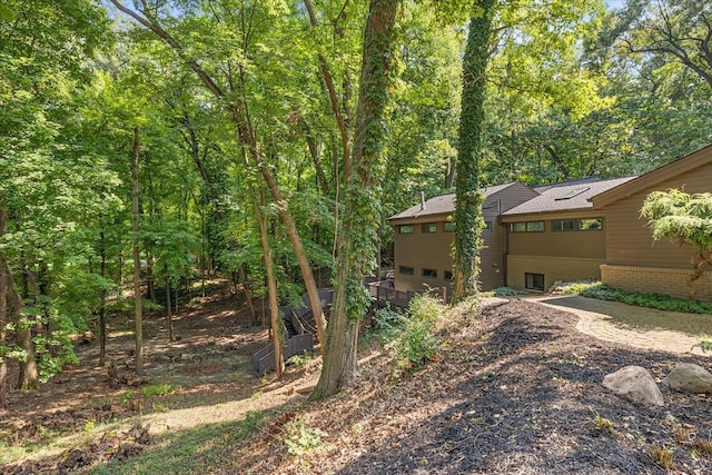 exterior space featuring a garage