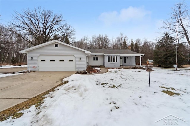 single story home with a garage