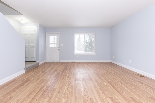 unfurnished living room with light hardwood / wood-style floors