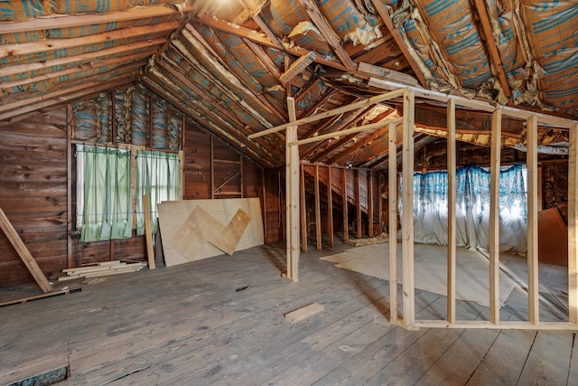 view of unfinished attic