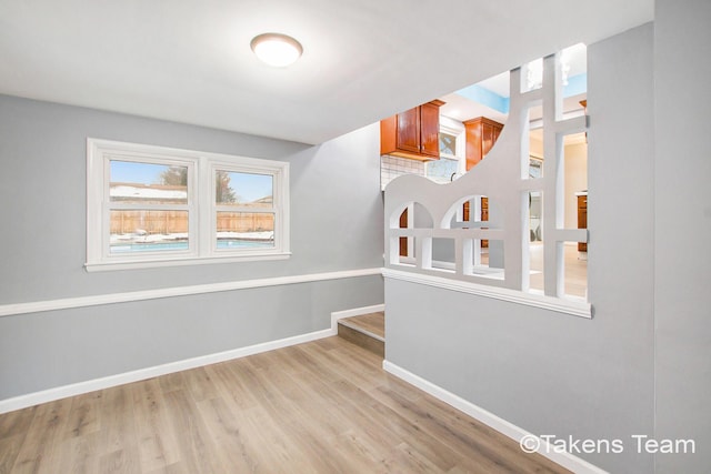 interior space with light hardwood / wood-style floors