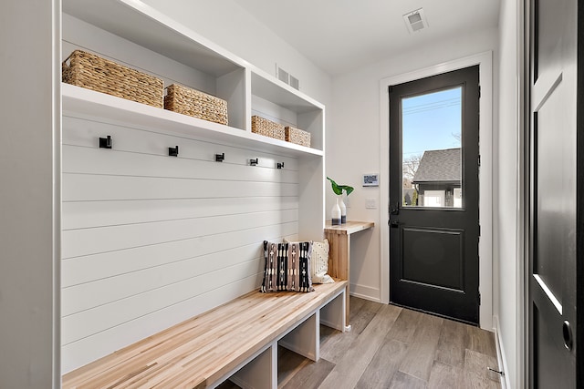 mudroom with light wood-type flooring