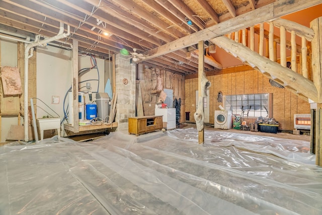 basement with heating unit