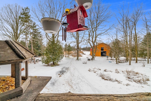 view of yard covered in snow