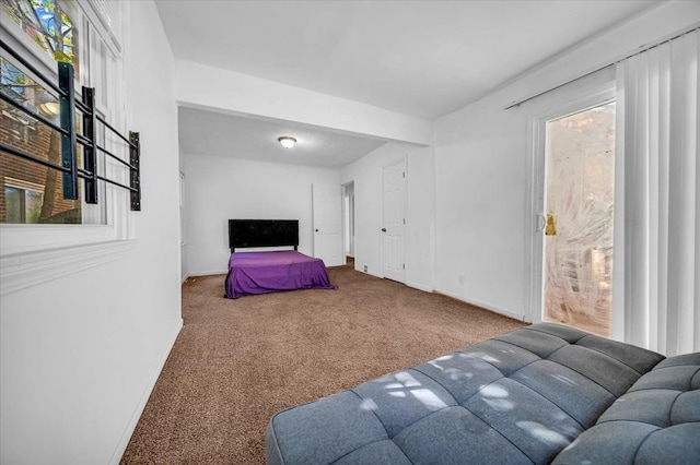 bedroom with carpet and baseboards