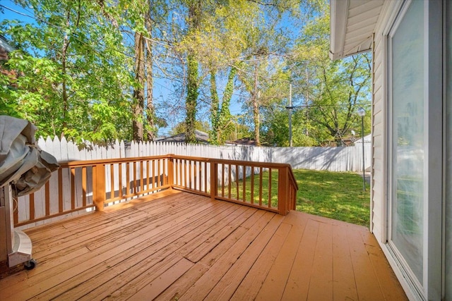 deck featuring a fenced backyard