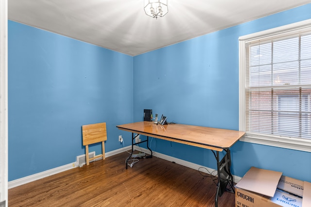 home office featuring wood-type flooring