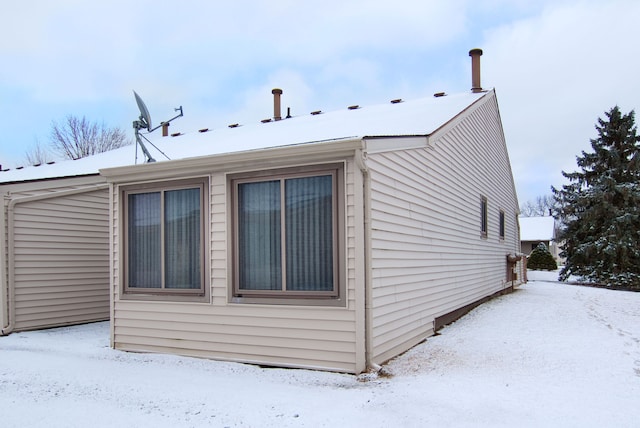 view of snow covered exterior