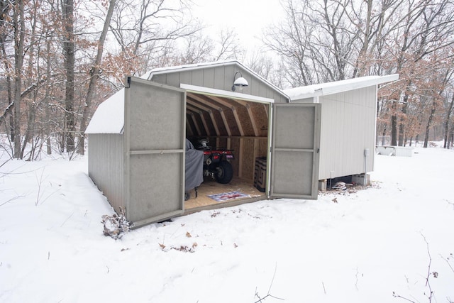 view of snow covered structure