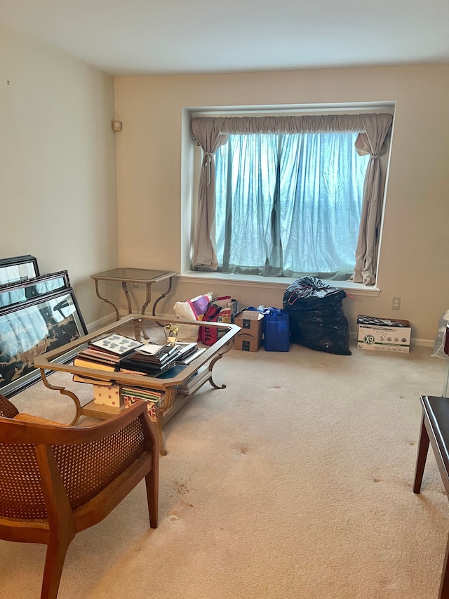 carpeted living room featuring a wealth of natural light