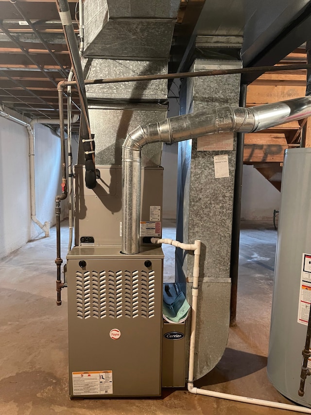 utility room featuring water heater