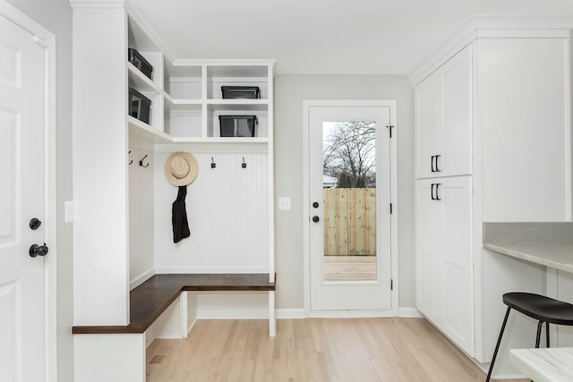 mudroom featuring light wood-type flooring