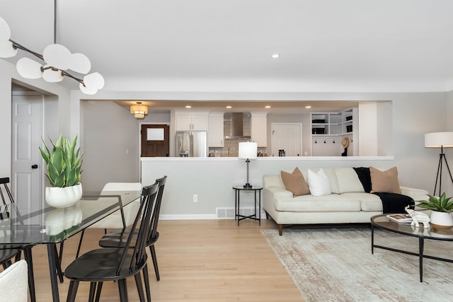 living room featuring light hardwood / wood-style flooring