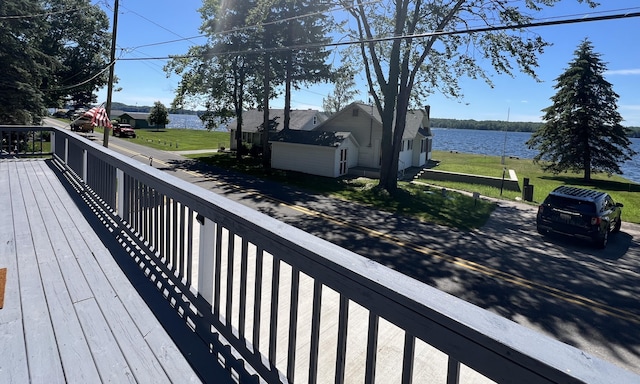 deck with a water view