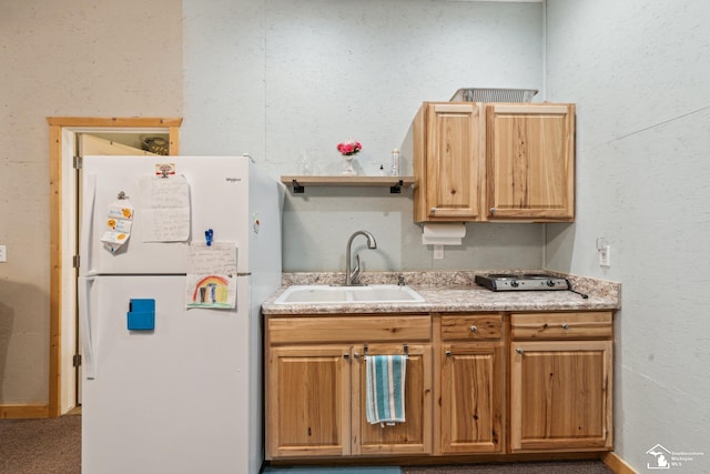 kitchen featuring sink and white fridge