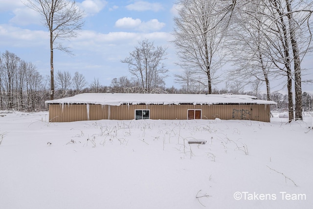 view of snow covered structure