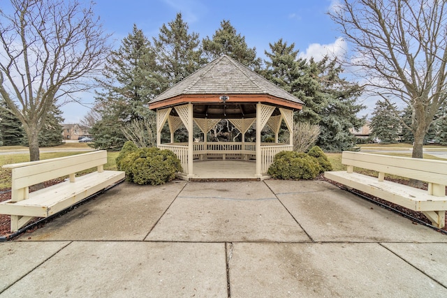 view of patio / terrace featuring a gazebo