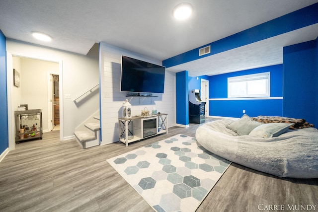 living room featuring wood-type flooring