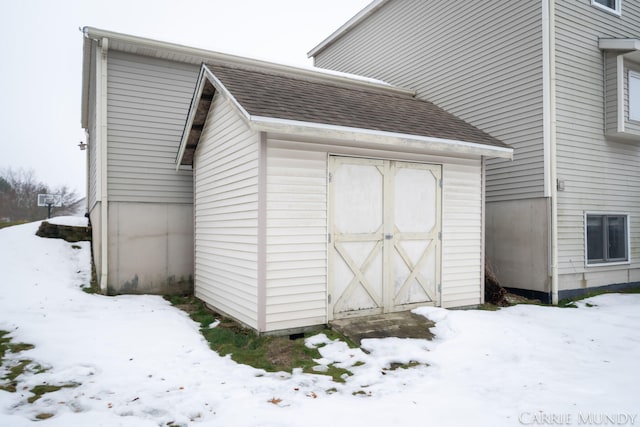 view of snow covered structure