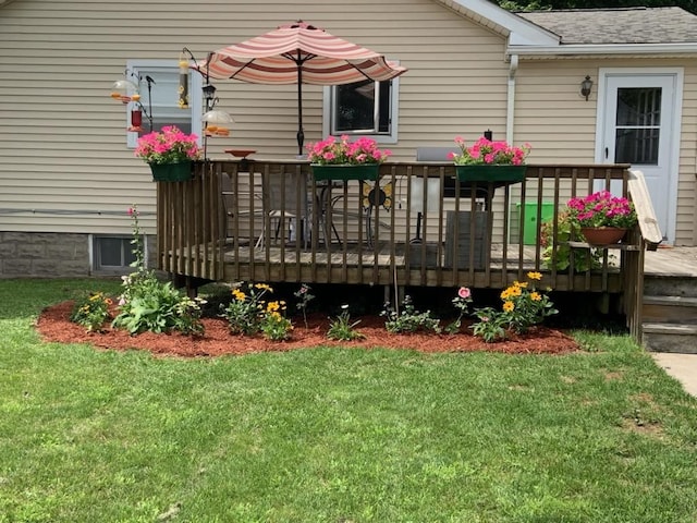 deck with a yard