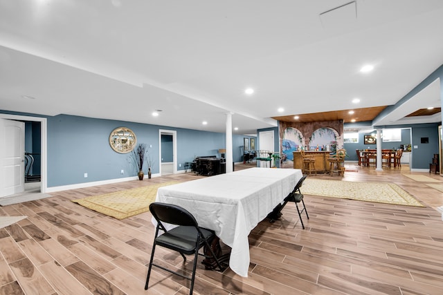 dining room with indoor bar