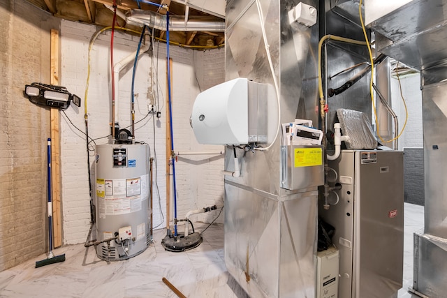 utility room with water heater