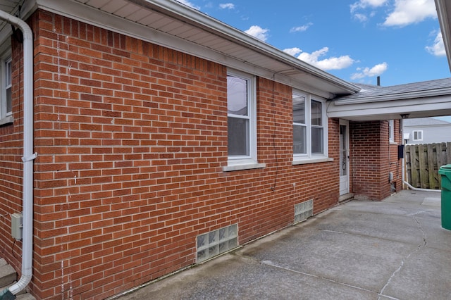 view of home's exterior with a patio area