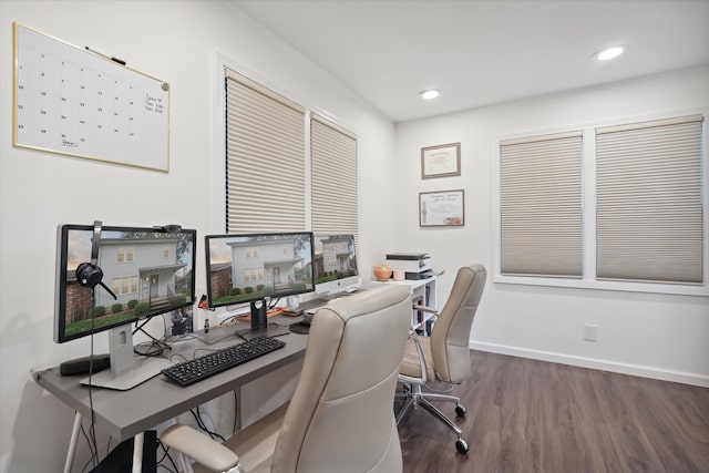 office featuring dark wood-type flooring