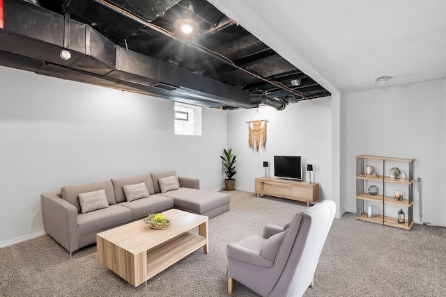 living room with carpet flooring