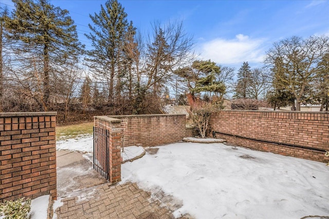 view of snow covered patio