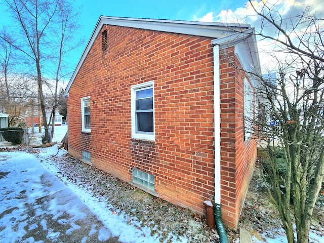 view of snow covered exterior