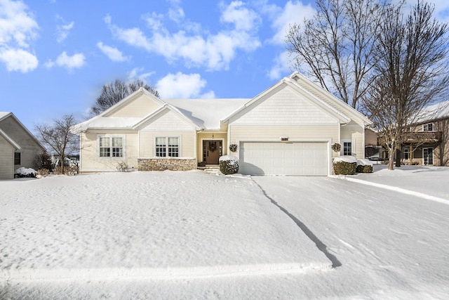 ranch-style house featuring a garage