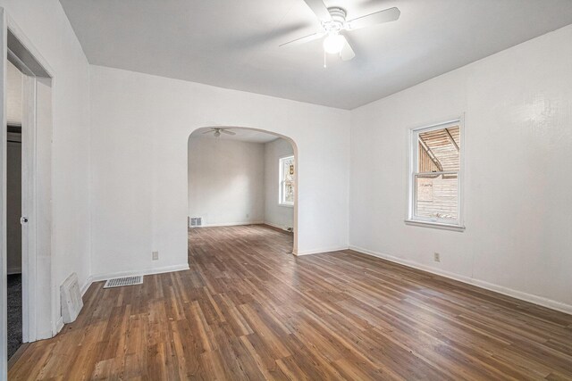 1003 Lavette Ave, Benton Harbor, MI 49022 - unfurnished room with dark wood-type flooring and ceiling fan