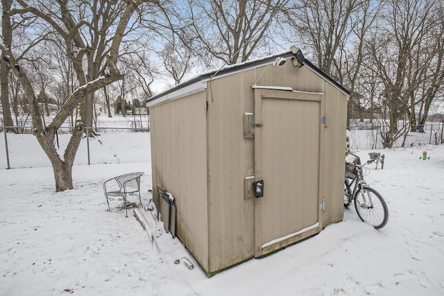 view of snow covered structure