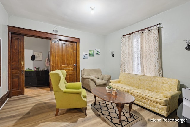 living room featuring light wood-type flooring