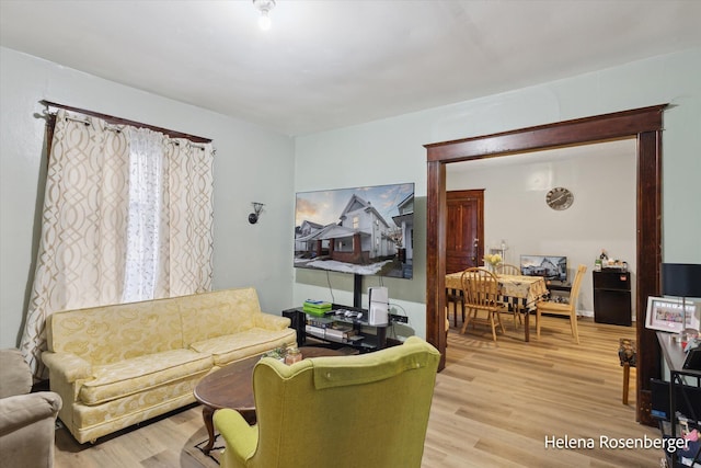 living room featuring light hardwood / wood-style floors