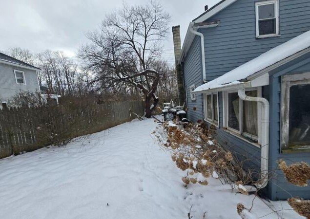 view of yard covered in snow