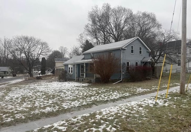 view of snow covered exterior