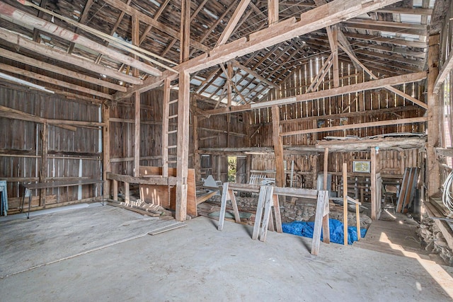 misc room with lofted ceiling