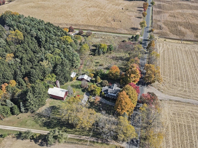 aerial view featuring a rural view