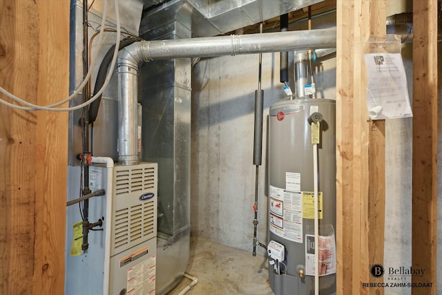 utility room featuring gas water heater